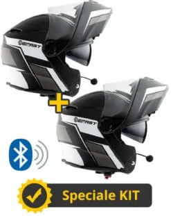 Kit Coppia Connect Nero Bianco - 2 Caschi Modulari Befast Connect Con Interfono Integrato