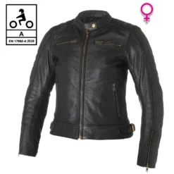 Giacca Moto Donna Pelle Estiva Carburo SOLARIS LADY CE Certificata Nero