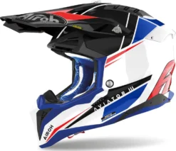 Casco Cross Airoh Aviator 3 Push Blu Rosso Lucido