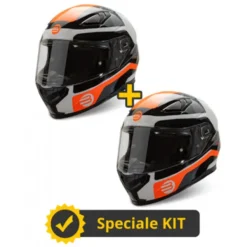 Kit Coppia Flash III Bianco Rosso Fluo- 2 Caschi Integrali Befast
