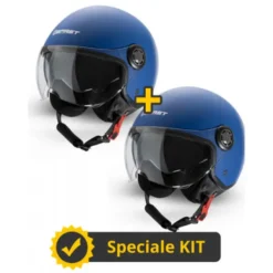 Nuovi arrivi 9 Kit Coppia Rapid III Blu Opaco - 2 Caschi Jet Befast Doppia Visiera