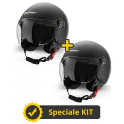 Kit Coppia Rapid III Nero Opaco - 2 Caschi Jet Befast Doppia Visiera