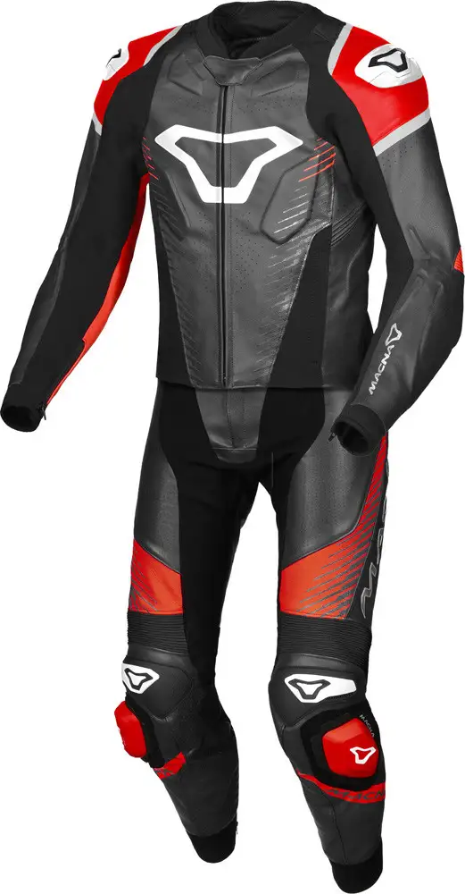 Tuta Moto Pelle Divisibile Macna Tronniq Nero Rosso